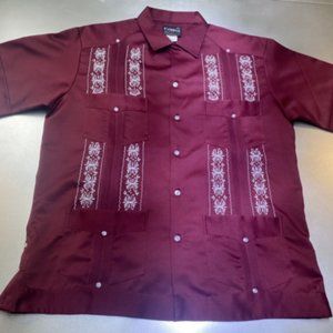 Guayabera Campos 42 White Button Shirt Bordados Finos Copacabana 4 pockets
